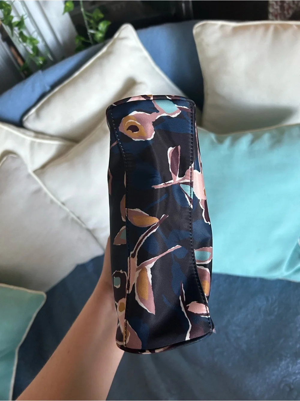 Kate Spade Navy Floral Nylon Dome Zippered Cosmetics Case